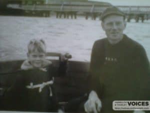 Early Days: John Caulcutt with Charlie Attrill, boatman