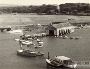 Gasometer behind Sandhouse and Bridge