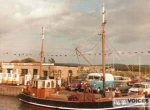  Fishing boat 'Kit' moored by fuel station 1970s